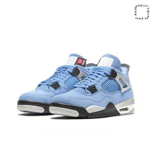 Light Blue Suede and Cement Grey Speckled Midsole Panel Mid-Top Retro Basketball Shoes