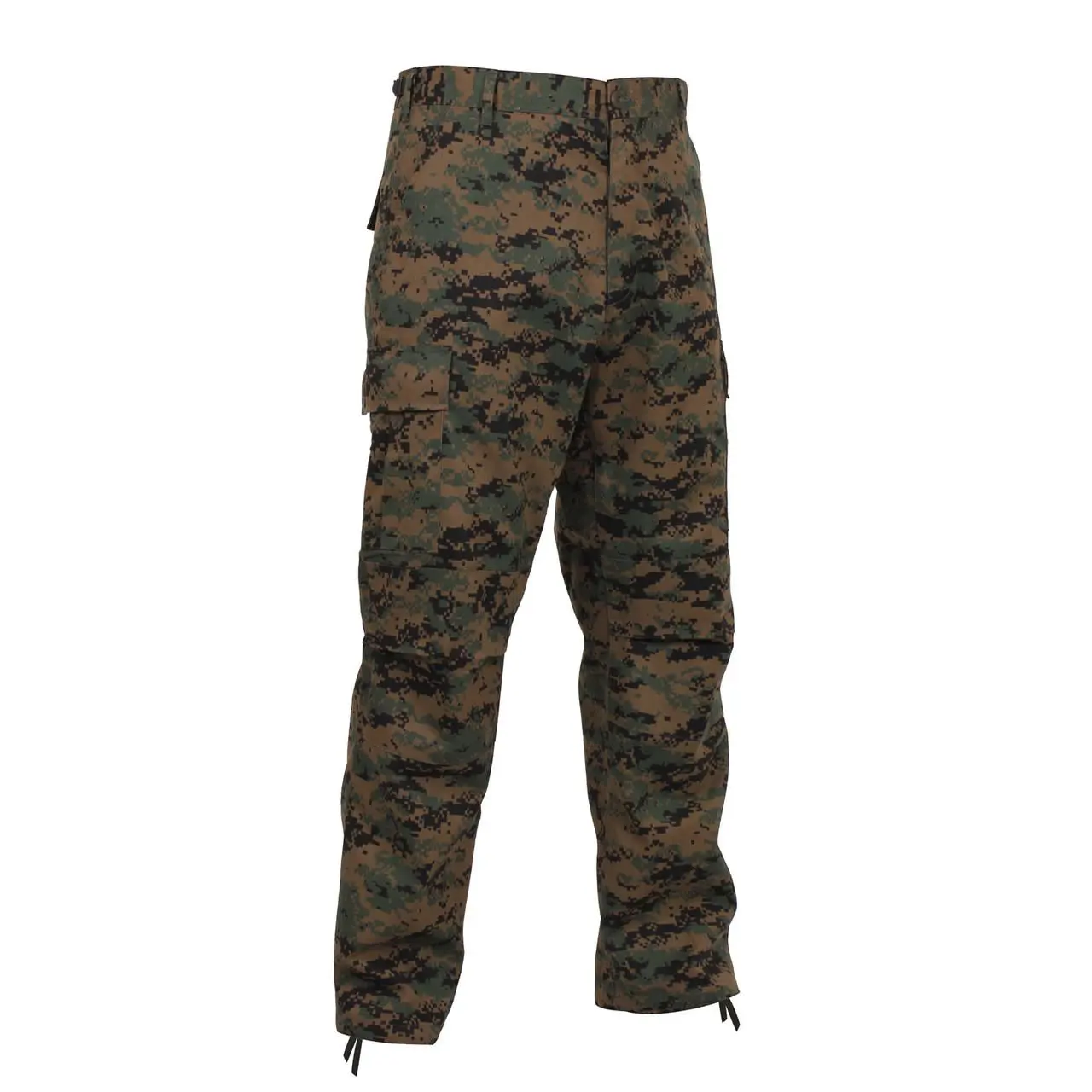 Men's Polyester Woodland Digital Camouflage Military BDU Cargo Trousers - Pleated Pocket Fatigue Clothes with Cotton Blend, Adjustable Tab, Button Closure, Military Look Design, Cargo Pants