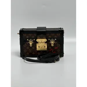 Pre-owned Louis Vuitton canvas Shoulder Bags Petite Malle Monogram Trunk Crossbody Shoulder Bag – Black/Gold BIN005LV