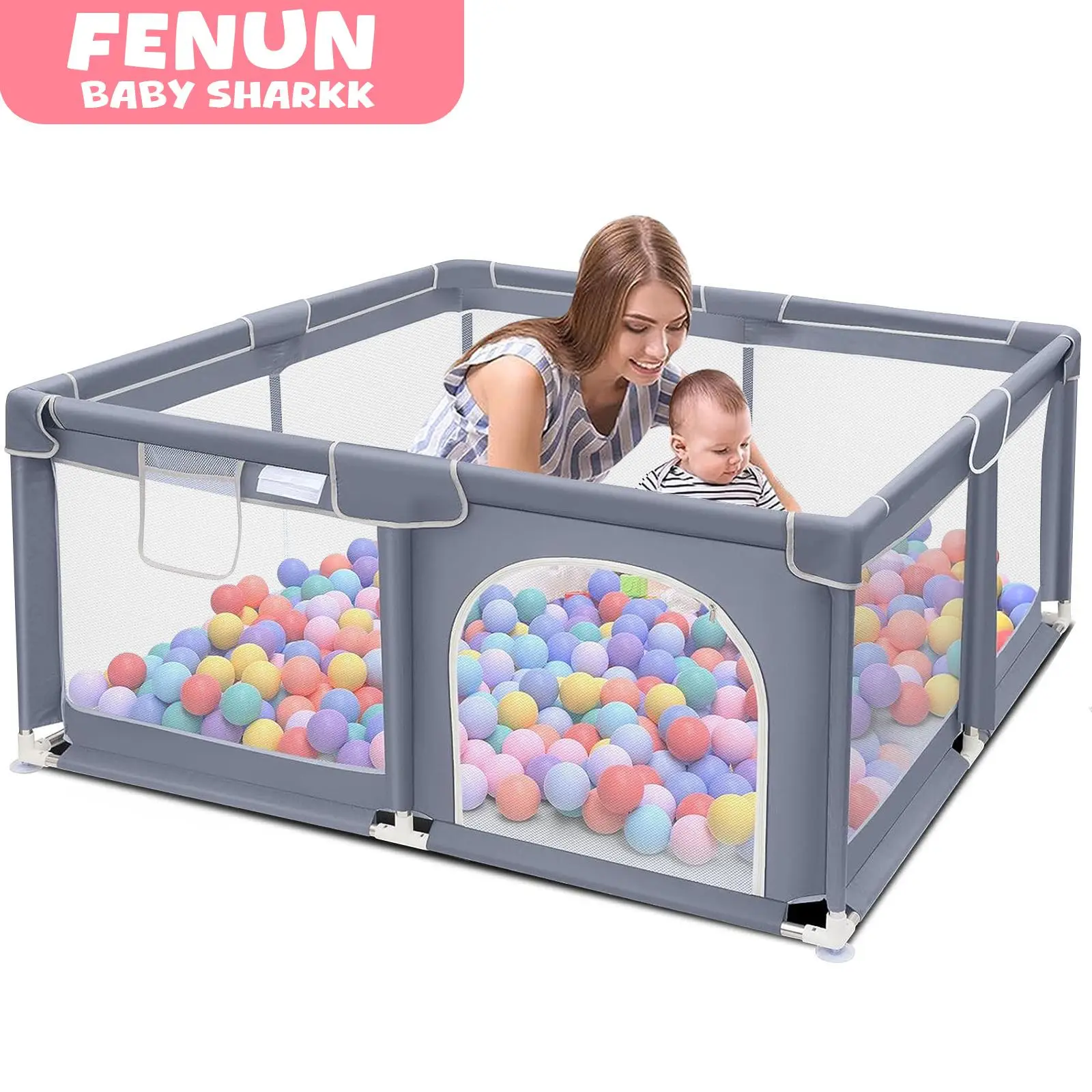 Baby Playpen, Indoor and Outdoor Playard, Play Pens for Kid Activity Center, Sturdy Safety Baby Fence with Breathable Mesh for Toddler playpen
