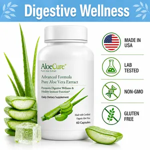 AloeCure Advanced Formula Aloe Vera Capsules 60 Capsules - 160,000mg Organic Aloe Vera Equivalent, Supports Digestive Wellness & Gut Health - Edible