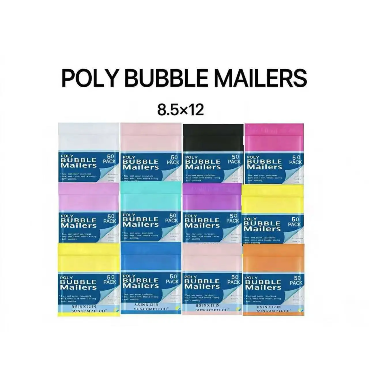 #2 Poly Bubble Mailers, 8.5 X 12, Pack of 50, Self Seal Waterproof Mailing Envelopes, Strong Adhesion Padded Shipping Bag, Usable Size 8.5 x 11 Inch, 50Pieces