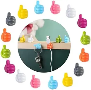 Silicone Thumb Hooks, 30pcs Self Adhesive Wall Hooks, Multifunctional Cord Holder for Desk, Data Cable Clip Wire Desk Organizer