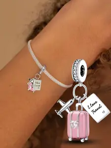 Eiffel Tower Design Luggage Charm, Fashionable Charm for Bracelet & Necklace, Trendy All-match & Exquisite DIY Jewelry Making Kit for Birthday Gift, Heart Charm Bracelet