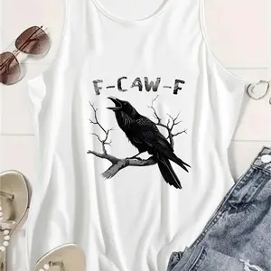 Funny Crow F-CAW-F Tank Top Sarcastic Raven Bird Lover Humor Sleeveless Top women women's