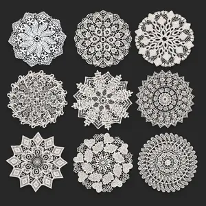 Embroidered Lace Coaster – Round Hollowed Heat-Resistant Bowl Mat, Ethnic Style Dining Table Placemat for Home Décor
