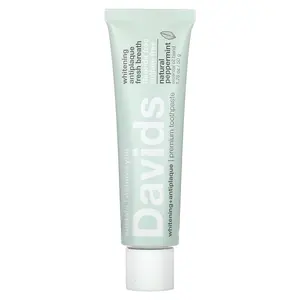 Davids Premium Toothpaste, Whitening + Antiplaque, Natural Peppermint, 1.75 oz (50 g)