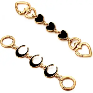 BY-407  2Pcs Bag Extender Chain Heart Moon Purse Strap Extenders for Handbags Purse Extender Chain Gold Chain Purse Strap Replacement Black Purse Accessories Bag Charms for Handbags Purse Making Supplies