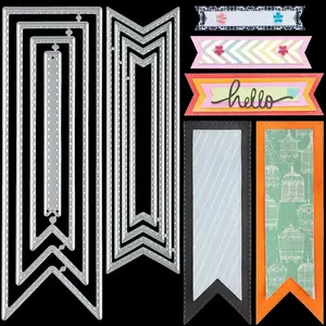 WILLBOND Bookmark Metal Cutting Dies DIY Craft Carbon Steel Embossing Template Metal Stencils Scrapbooking Tool and Thin Banner Cutting Die for Card Scrapbooking DIY(Classic Style)