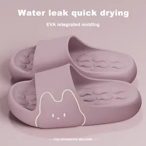 Adorable Cartoon Rabbit Flip-Flop Slippers for Women, Soft EVA Material, Low Heel, Quiet, Ideal for Summer Indoor Use, Home & Bath Slippers|Playful Design|Soft EVA Slippers