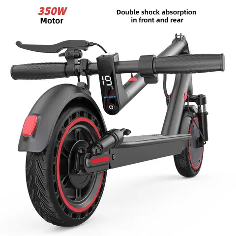 Adult Electric Commuter Scooter for Adults - 350W Motor, 19 MPH Standard Speed, Up to 28 MPH via App-Connected Battery, 15-21 Mi Range, 8.5" Solid Tires, Foldable, Dual Suspension, Disc Brake, Cruise Control, Multifunctional, Portable, 3 Riding Modes