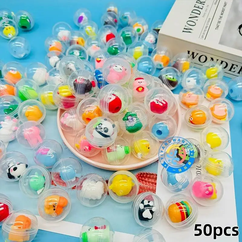 Random Color Mini Plastic Twist Egg Toy Surprise Eggs Capsules, 50pcs/set Mini Capsule Toy, Party Gift for Birthday, Graduation, Christmas, Halloween, Easter