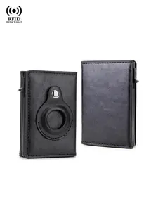 AirTag Wallet for Men Pop Up Bank Credit Card Holder Wallet for Apple Air Tag RFID Blocking Minimalist Smart Cash Coin Purse with Airtag Tracker, Casual, Gift for Father's Day, Rfid Blocking Wallets