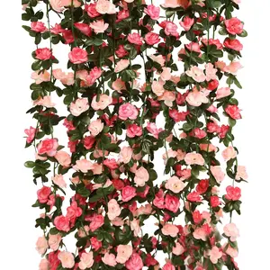 5 Pcs 41Ft Flower Garland Fake Rose Set,Fake Rose Vine,Artificial Flowers Hanging Rose,Ivy Hanging Baskets Wedding Arch Garden Background Decor,Christmas Party Gifts,Hand Tools Kits