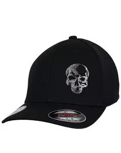 LIMITED EDITION! Medium Two-Tone Skull - Black "Never Fade" Fitted Cap