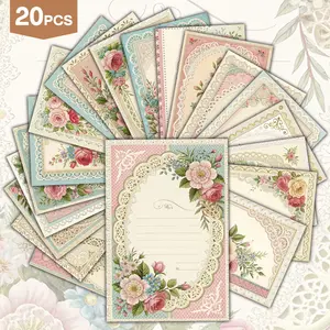 20pcs Vintage Spring floral Postcard Set | Unique lace trim design | Artistic Wall Decor Cards | Retro Unique Bedroom/Dorm/Home Collage Decoration Cards (3.94x5.91 Inches)