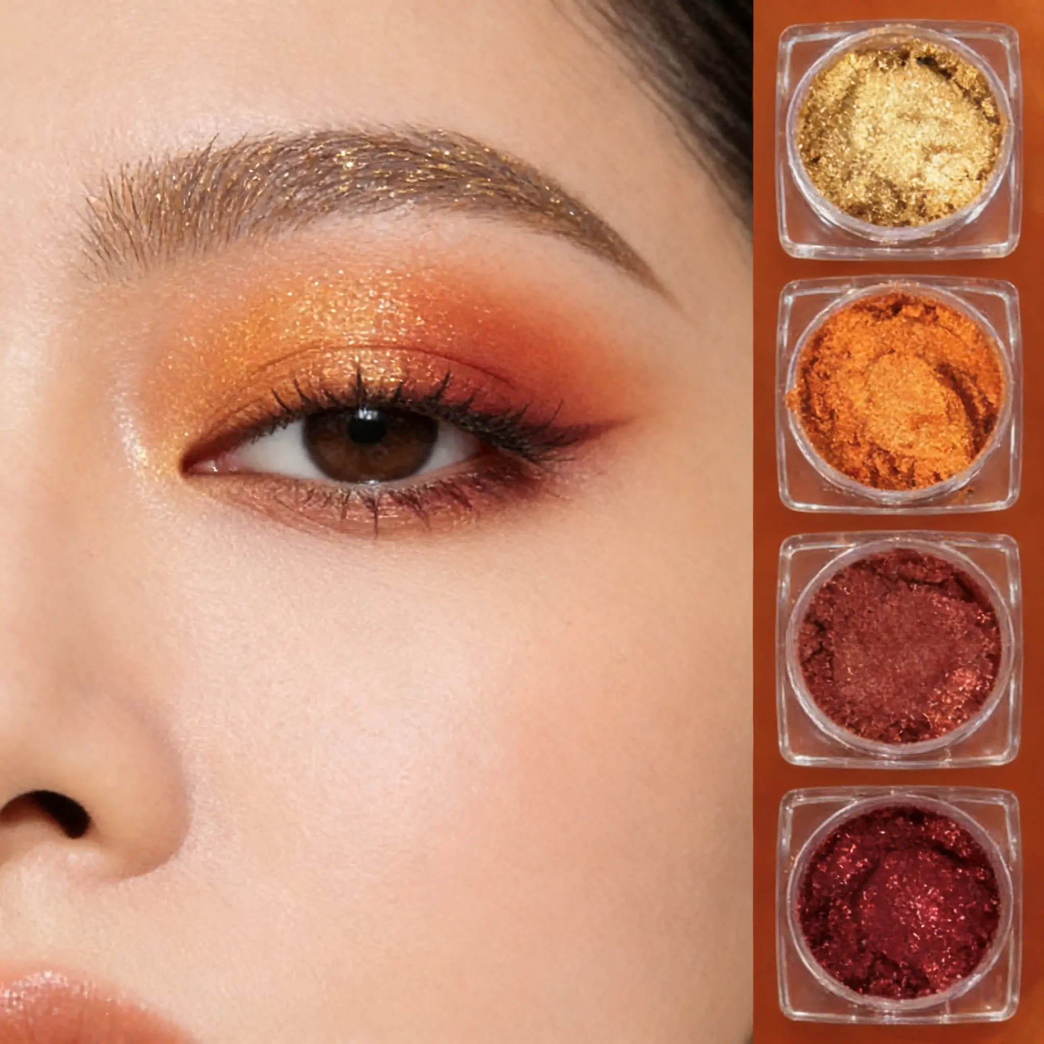 Metallic Glitter Shimmer Long Lasting Shimmering Eyeshadow Powder 4 Colors High Pigment Long-Lasting Sweatproof Sparkle Makeup Daily Party Festival Women Beauty Eyeshadows Beauty Cosmetics