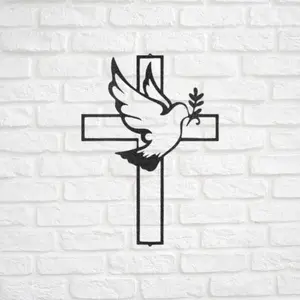 Dove On Cross Memorial Sign - Custom Metal Sign - In Loving Memory