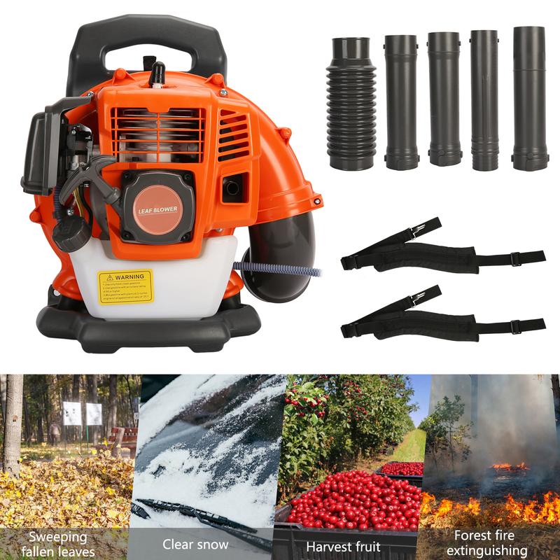 Backpack Gas Powered Leaf Blower, 52CC 550CFM 3HP 2 Stroke Grass Lawn Blower Air Cooling Gasoline Backpack Grass Blower with Air-Cooled, Snow Blower for Outdoor (550CFM 52CC)