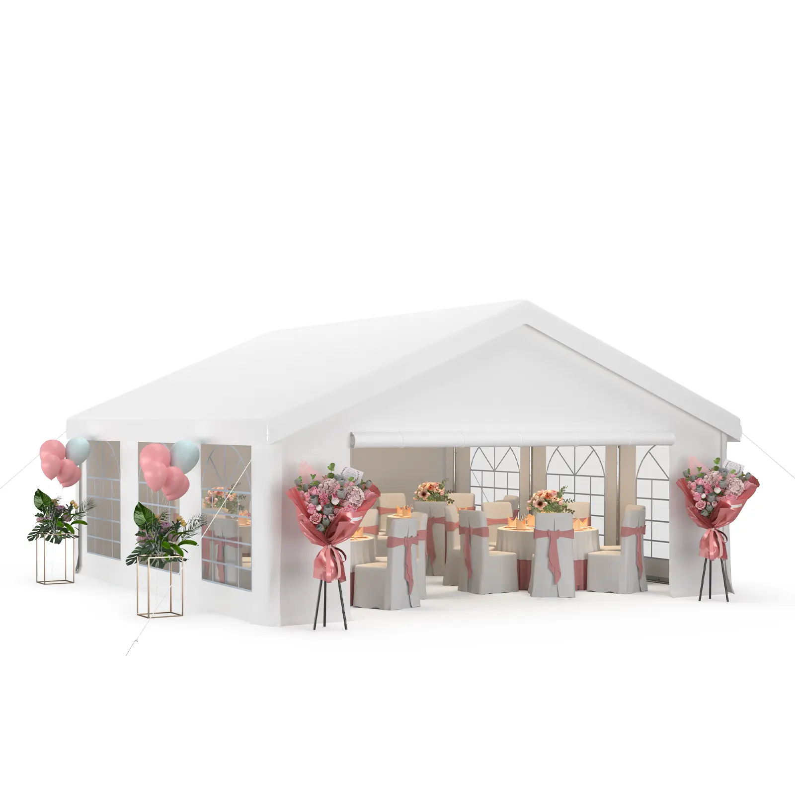 20x16 Party Tent, Heavy Duty Wedding Tent with Enhanced Galvanized Frame and Sidewalls & Built-in Sandbags, Waterproof Event Shelter for Outdoor Weddings, Birthday Parties, BBQ sun protection