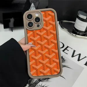 Goyardine Pattern Phone Case TPU Shockproof Outdoor Cover for iPhone 17 Air 17 Pro 16 Pro 15 Pro Max 14 Plus 13 Pro 12 11 Pro XS Max X XR