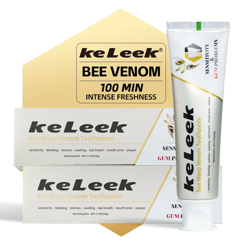 3pcs yellow Bee Wasp Venom Whitening Toothpaste for Sensitive Teeth and Gums Problems -Bleeding Gums, Redness & Swelling Gums, Bad Breath, Mouth Sores,Plaque