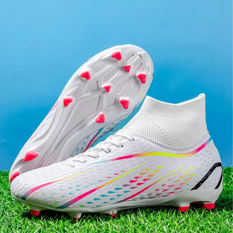 Women's Professional Football Shoes, High Top Lace Up Soccer Shoes, Outdoor Football Cleats, Ag/Fg Long Nail Shoes, Training & Competition Shoes, Turf Shoes, Sports Shoes, Performance Boot, TF Soccer Shoes, Speed Cleats, Soccer Footwear