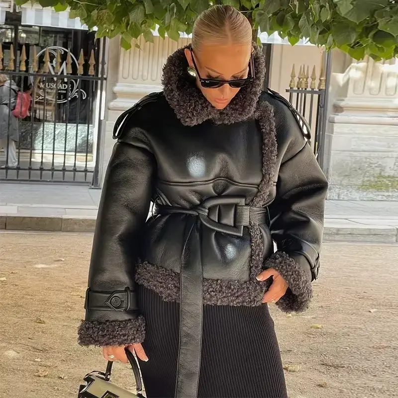 Etoilé Luxe™ - Fur-Lined High Street Leather Coat Penthouse Chic