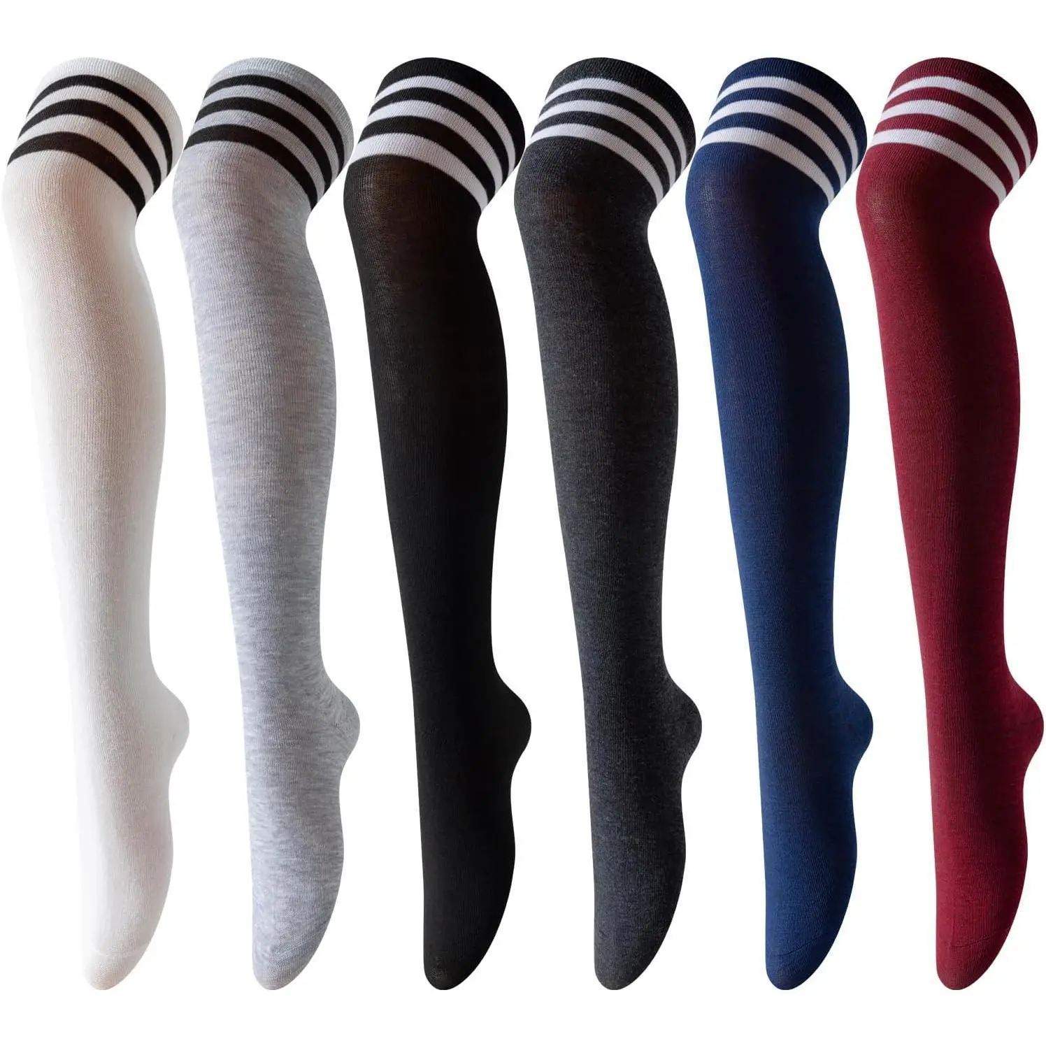 6 Pairs Women's Thigh High Socks - Over Knee Warm Stockings for Boots, Cosplay, Daily Wear | Leg Warmers