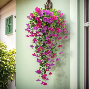Artificial Morning Glory Vine, 2 Counts, Decorative Flowers for Home Wedding Outdoor Courtyard Wall Hanging Vine, Artificial Hanging Plant, Tropical Fake Plants, Artificial Faux Plants, Decoration Items, Lifelike Artificial Flower