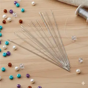 Rustproof Stainless Steel Jewelry Making Tools: DIY Beading Needle with Large Eye for Fine & Thick Threads, Professional Sewing Kit for Handmade Accessories, Durable Anti-Break Design, Sewing Supplies
