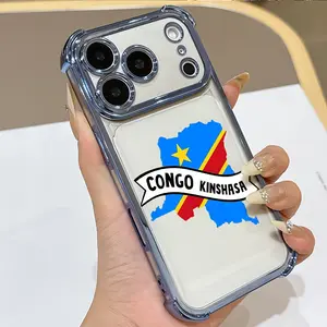 Stylish The Democratic Republic of the Congo Flag phone case Compatible with iPhone 17/16/15/14/13/12/11/Pro/ProMax/Plus/Air/Xsmax, for Samsung S26/S25/S24/S23/S22/Plus/Ultra/Fe/Edge, Four-corner airbag electroplated anti-drop soft Case, Birthday gift