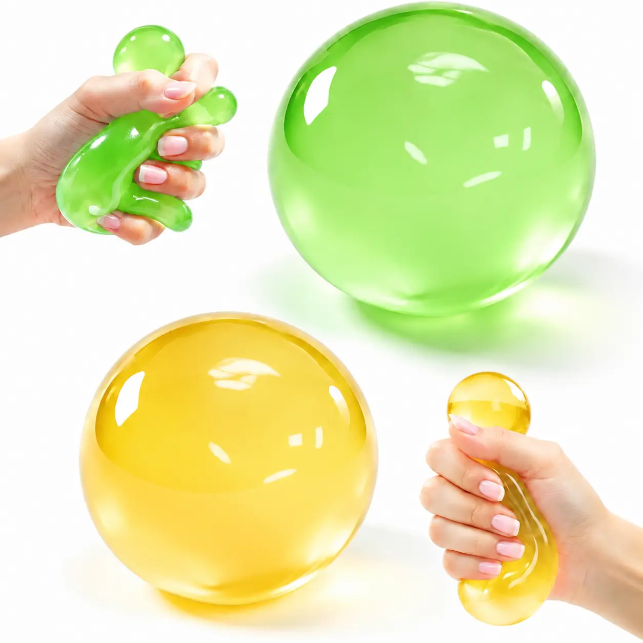 Dealsforyou Jelly Crystal Squishy Ball Fidget Toy, Soft Gel Squeeze Sensory Stress Relief for Kids, Teens & Adults, Clear Glossy Shapeable Handheld Unisex Toy, Portable Ages 12+