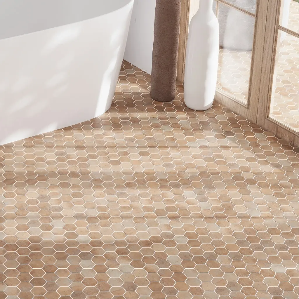 Taupe 11x11 Matte Recycled Glass Hexagon Mosaic Tile (5.28 sq ft/case, 6-Pack)