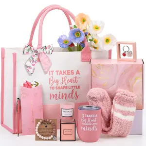 Teacher Appreciation Gifts for Women Teacher Gifts Box with Steel Cup Coffee Mug Candle Socks Pen Holder Metal Bookmark Thank You Gift Basket for Teachers Birthday Graduation Party Back to School