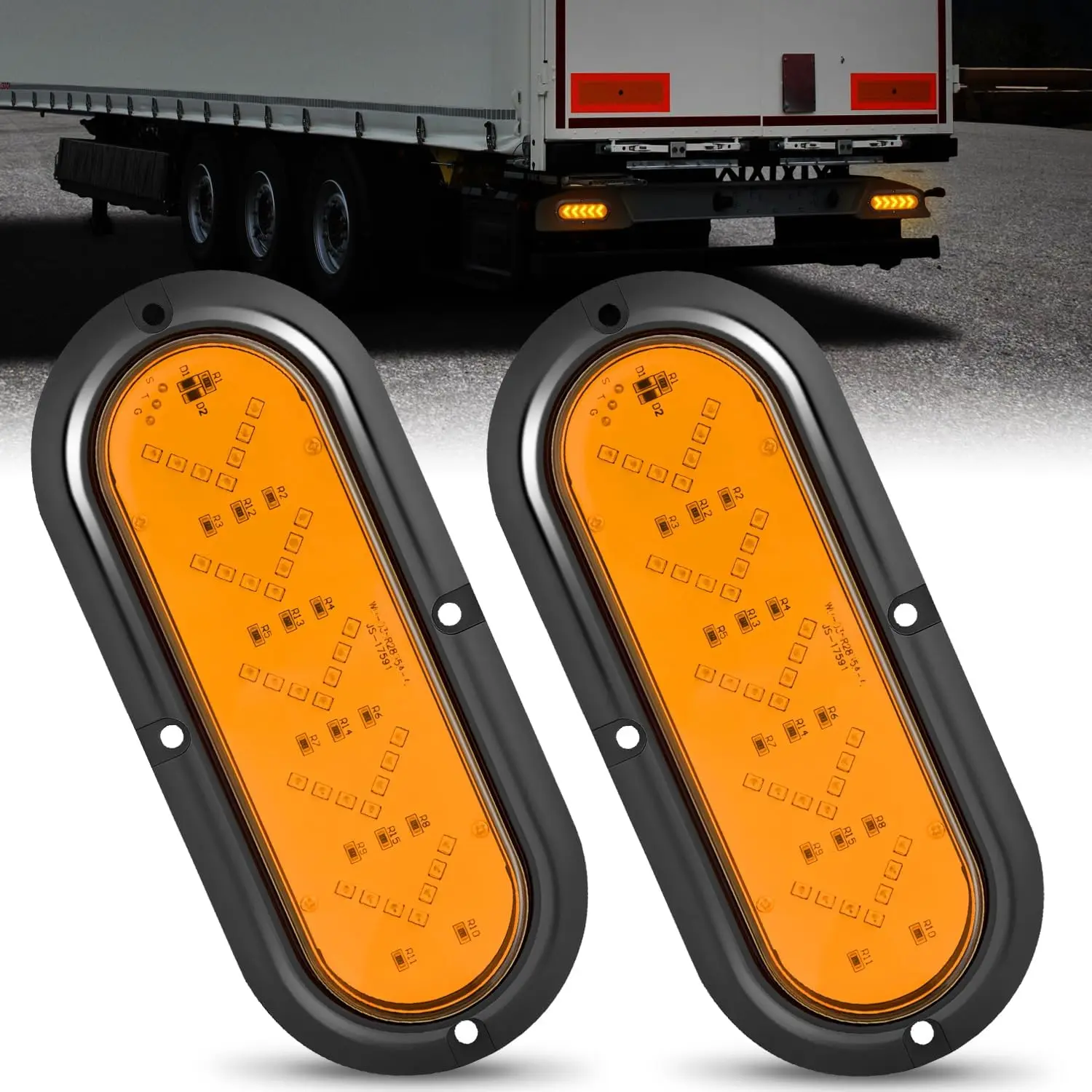 Nilight 6in Oval LED Tail Lights (2PCS) - Self-Tapping Screw-Mounted, 35LED Arrow-Shaped Signals, Waterproof 12V Running/Turn Indicators, Luminous Outdoor Safe for Trucks/RVs, Led Lights, Oval Shape