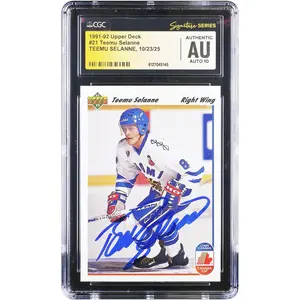 Teemu Selanne Finland Autographed 1991-92 Upper Deck #21 CGC Fanatics Witnessed Authenticated Auto 10 Rookie Card - Fanatics Authentic Certified