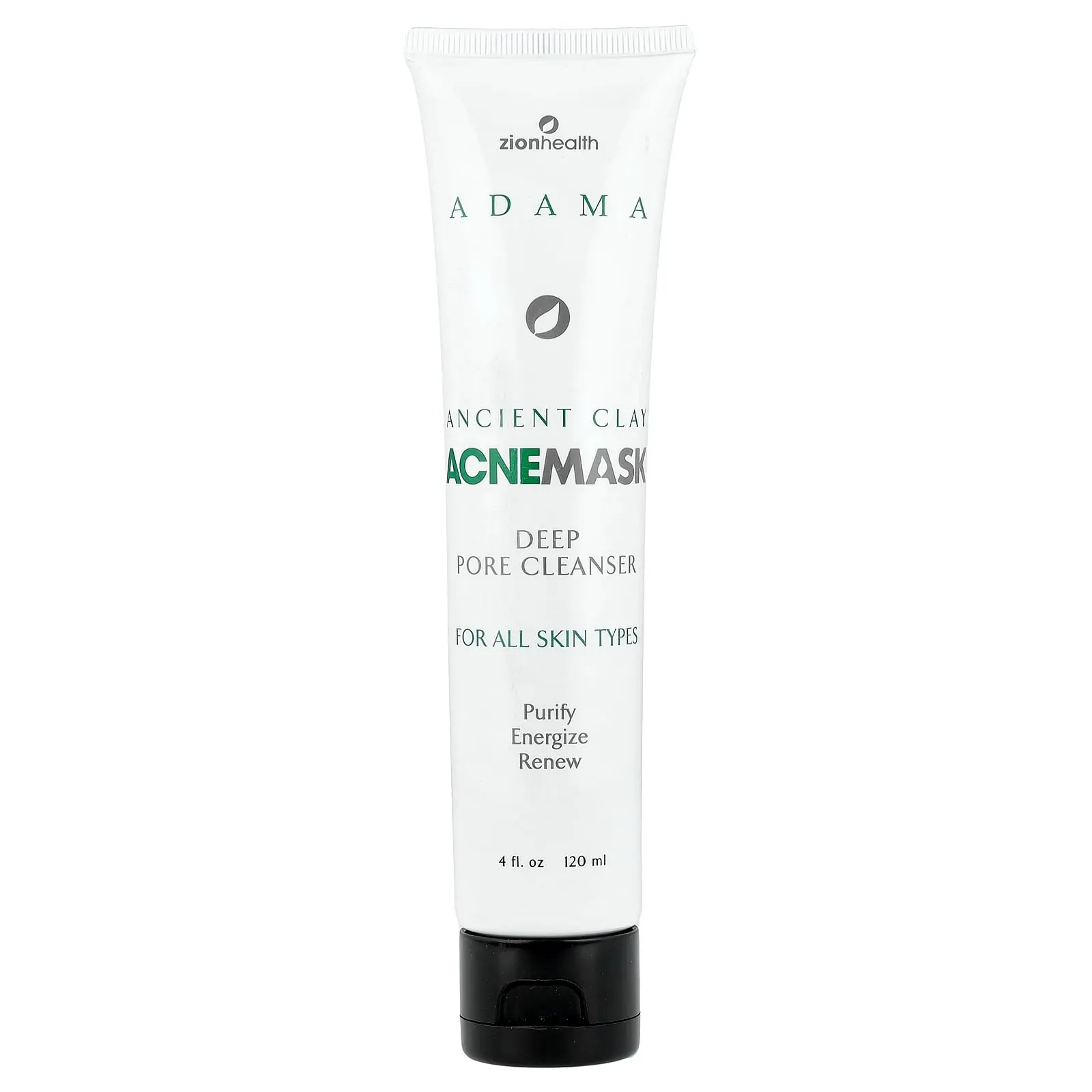 Zion Health Adama, Ancient Clay AcneMask, Deep Pore Cleanser, For All Skin Types, 4 fl oz (120 ml)
