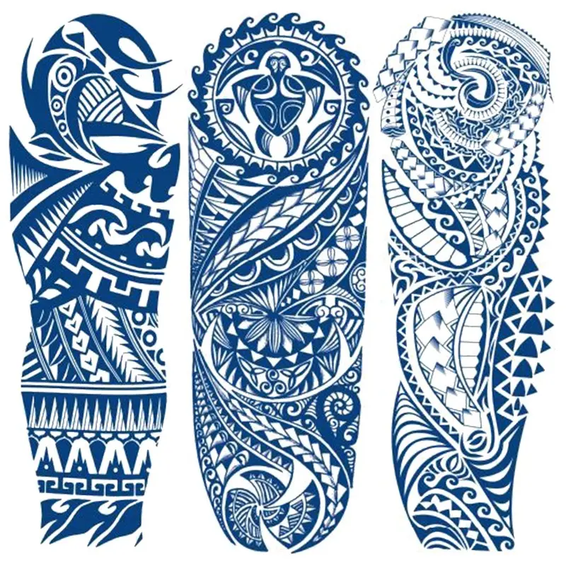 3 Piece Full Arm Semi-Permanent Totem Temporary Tattoo, Tribal Totem Personal Tattoo Stickers, Waterproof Realistic Body Art for Adults