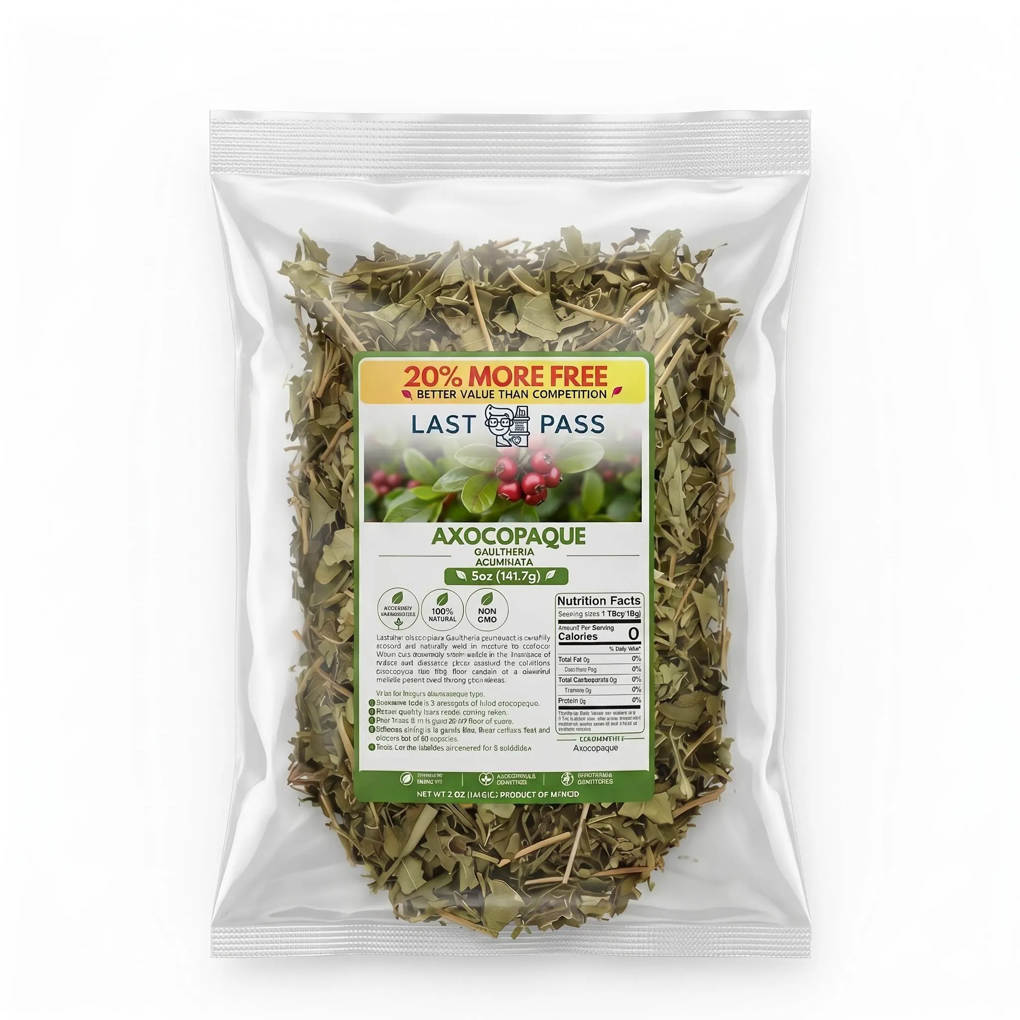 Last Pass Axocopaque Natural Herbal Tea Beverage - 5oz (141.7g) Traditional Mexican Loose Leaf Herb, Distinctive Flavor, Caffeine-Free Herbal Drink Option, Her
