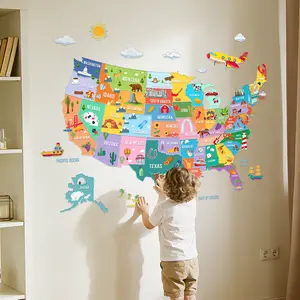 2D Flat Set of 2 Pcs 30×90cm Baby Early Learning Animals & English Words Glossy Frosted New Craft Wall Stickers Decorative Stickers for Bedroom Home Decor Sticker Decoration