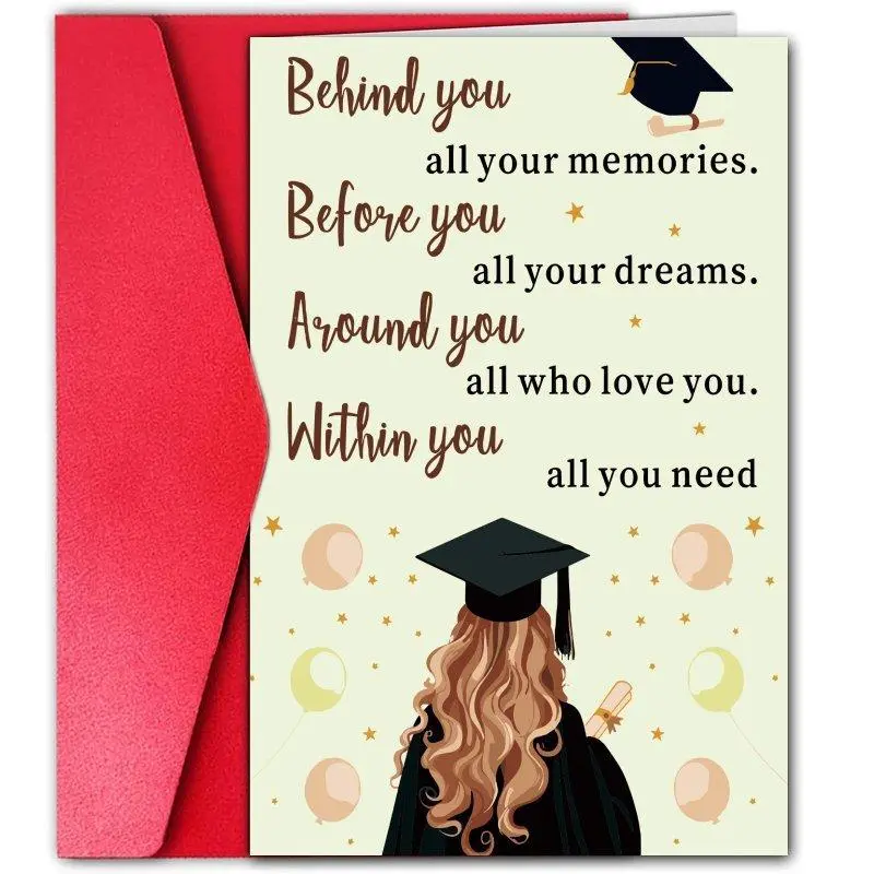 Graduation Greeting Card, Graduation Messages, Positive Message Card, Inspirational Greeting Card, Creative Graduation Card with Envelope, Graduation Card Designs, Graduation Gift for Friend, Teacher and Classmate, Graduation Season