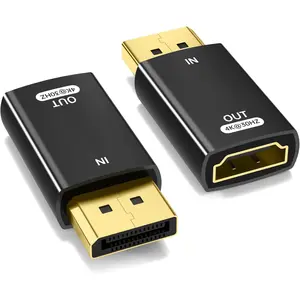 1 Pack Display Port to HDMI 4K@30HZ Adapter, Alloy Shell DP Displayport PC to HDMI Display Coulper Converter, Backward Compatibile with 2K@60HZ 1080P@120HZ Full HDTV, -Directional, Black