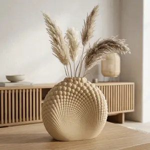 Shell-Inspired Vase Modern Sculptural Decorative Vase for Entryway Living Room & Table Styling Organic Rhythm Minimalist Japandi Boho Interior Nature