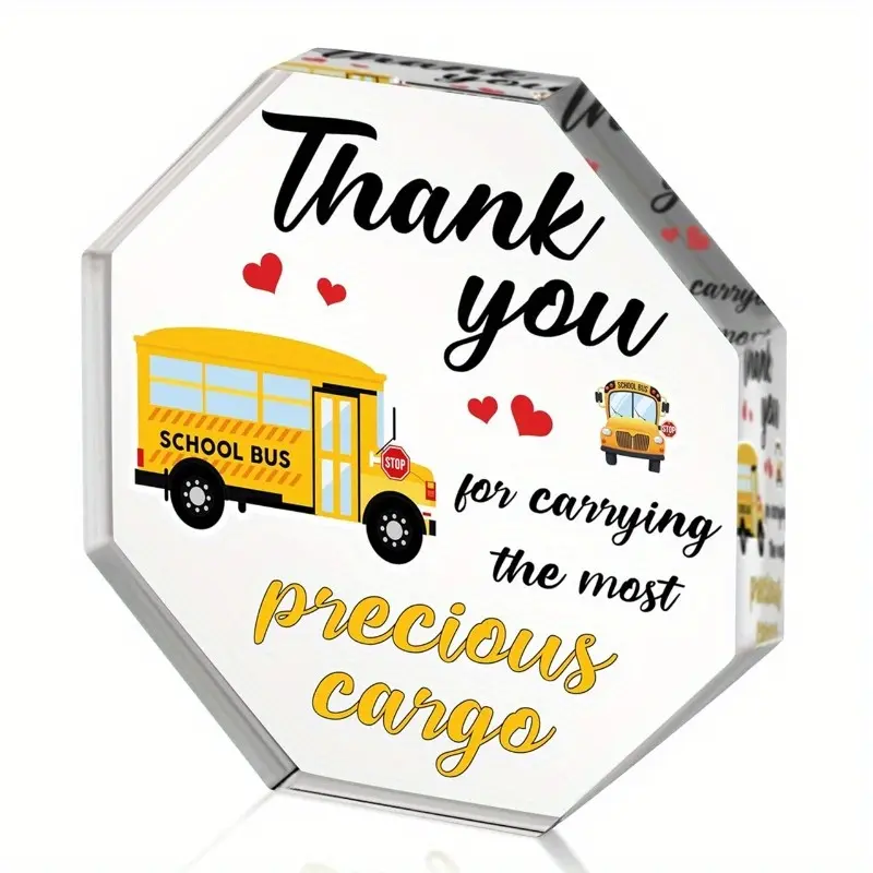 Acrylic Octagon Graduation Award Sign, Bus Driver Appreciation Gift for Teachers & Students, Perfect for Classroom Decoration, Acrylic Plaque, Heart Plaque, Acrylic Signage Plaque