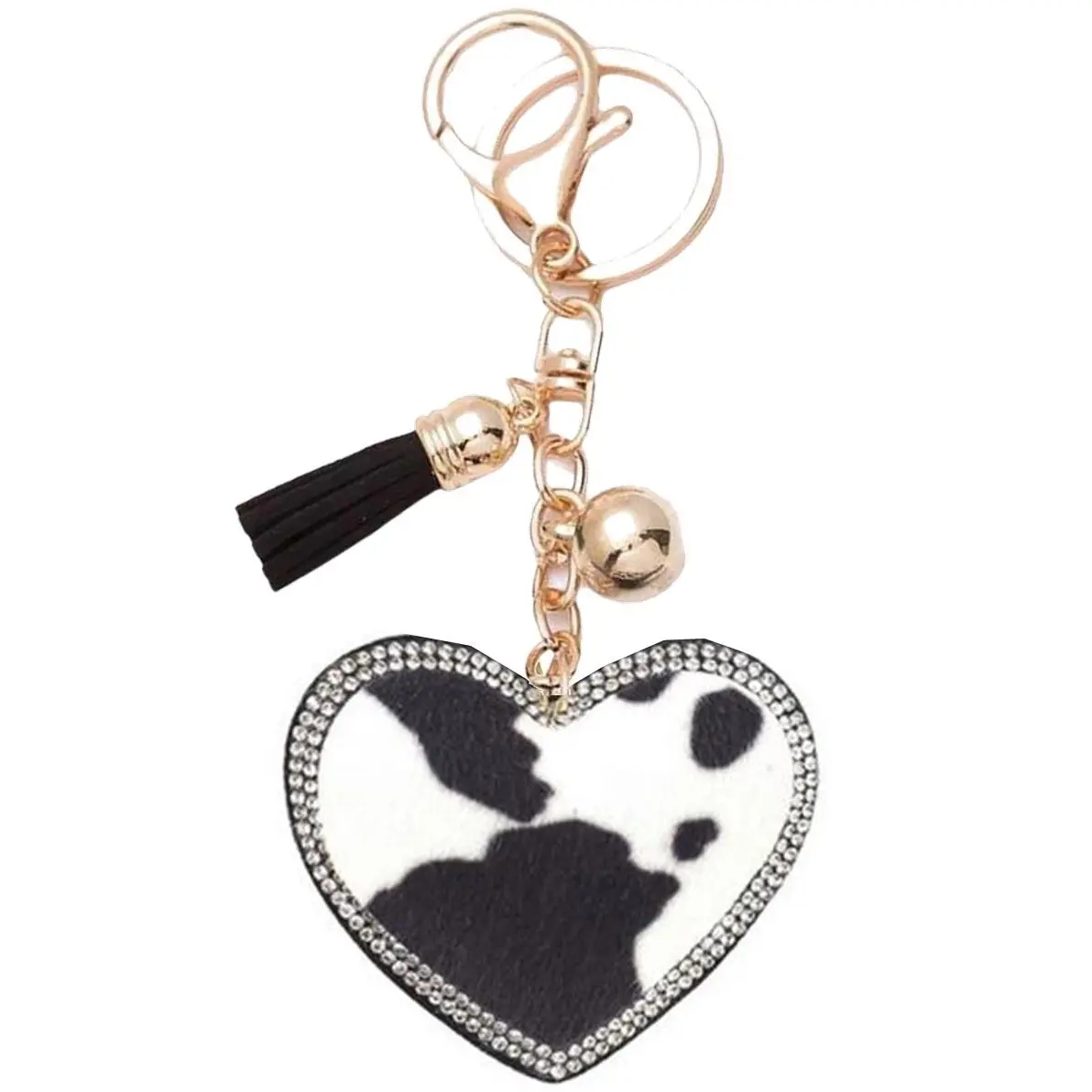 Cow Print Heart, Gold Hardware