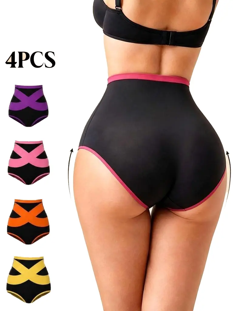 4-Pack Women's High-Waisted Shaping Underwear, Tummy-Tucking Shaping Underwear, Butt-Lifting Shaping Girdle, Women's Shaping Underwear, Cropped Butt-Lifting Shaping Underwear