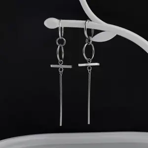 Circular Dangle Earrings Bar Earrings. KPOP High-Quality Stainless Steel Hypoallergenic Unisex Design Versatile for Casual & Formal Occasions