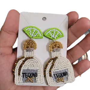 tequila seed bead drop earrings
