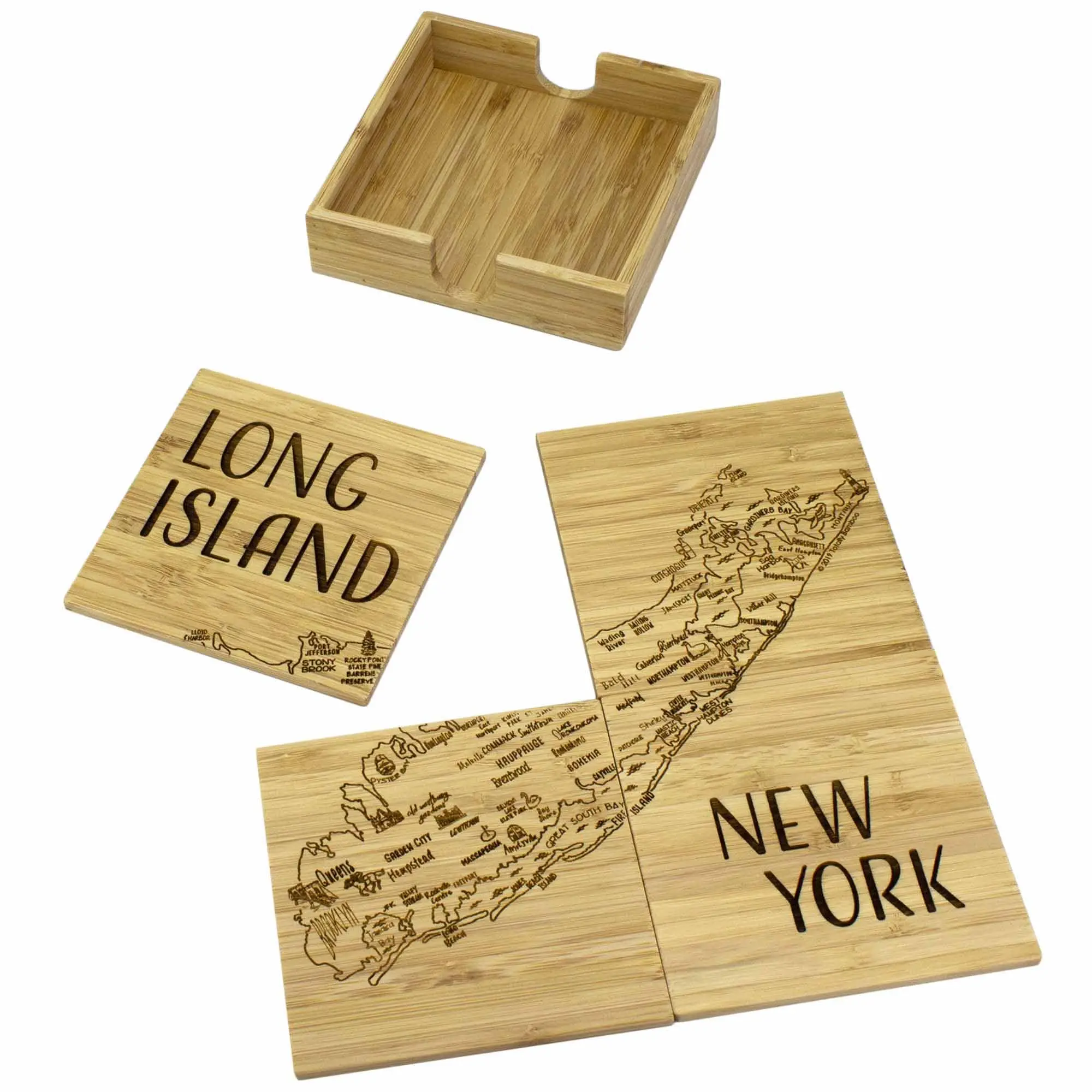 4-Piece Long Island Puzzle Coaster Set with Case